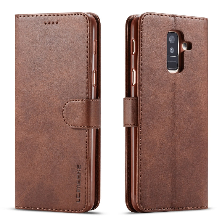 LC.IMEEKE Calf Texture Horizontal Flip Leather Case, with Holder & Card Slots & Wallet, For Galaxy A6 Plus (2018) For Galaxy A6 Plus (2018) Brown
