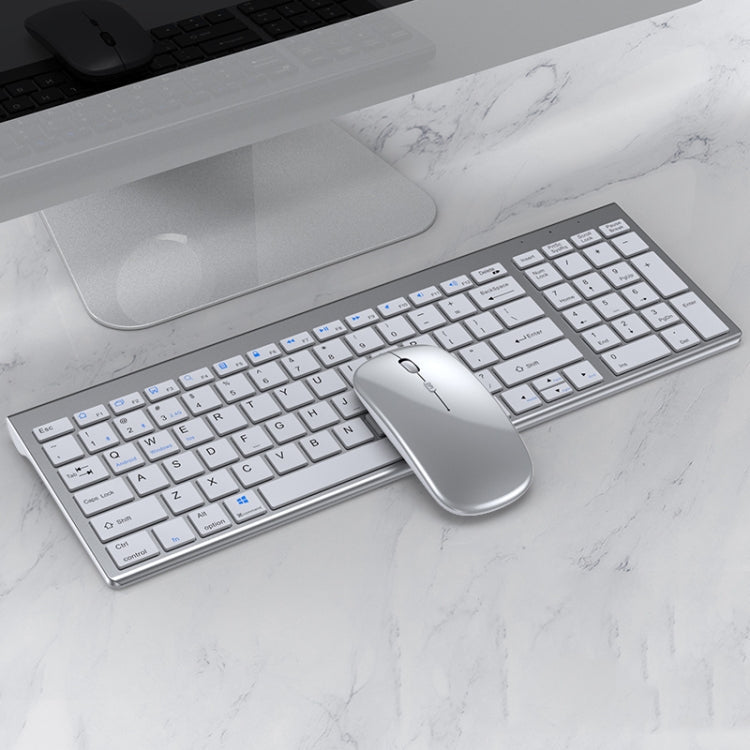 109 Three-mode Wireless Bluetooth Keyboard Mouse Set, Three-mode Keyboard Mouse Set – Bluetooth Three-mode Keyboard Mouse Set Silver