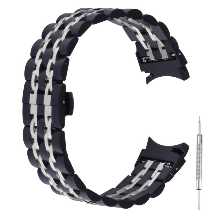 Seven-bead Stainless Steel Replacement Strap Watchband, For Samsung Galaxy Watch4 40mm/44mm For Samsung Galaxy Watch4 40mm 44mm Black Silver