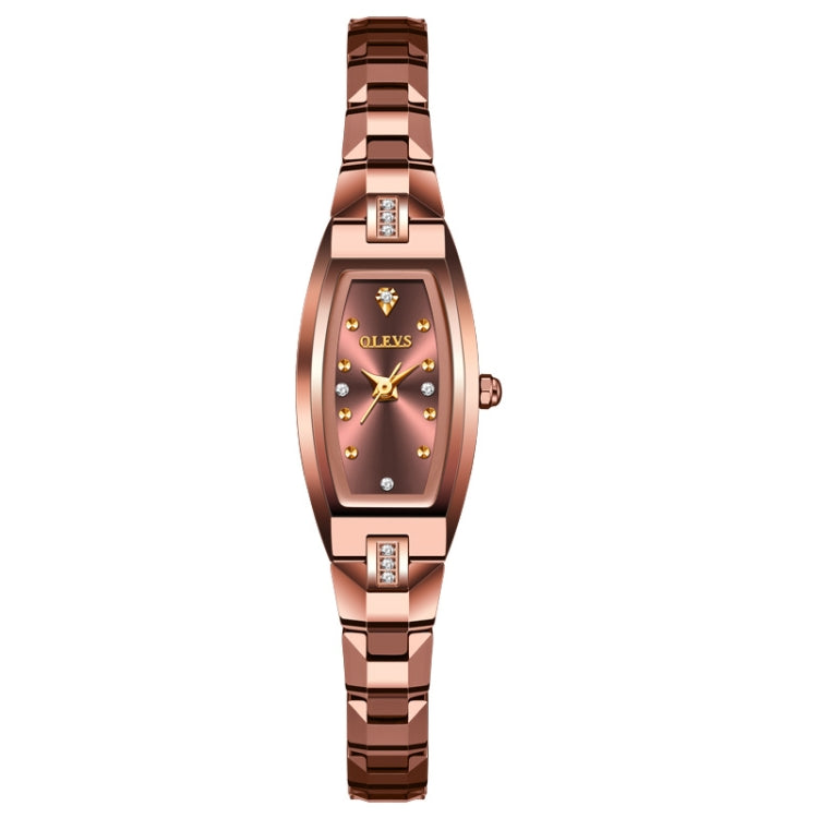 OLEVS 5501 Diamond Small Dial Tungsten Steel Bracelet Quartz Watch for Ladies Rose Gold