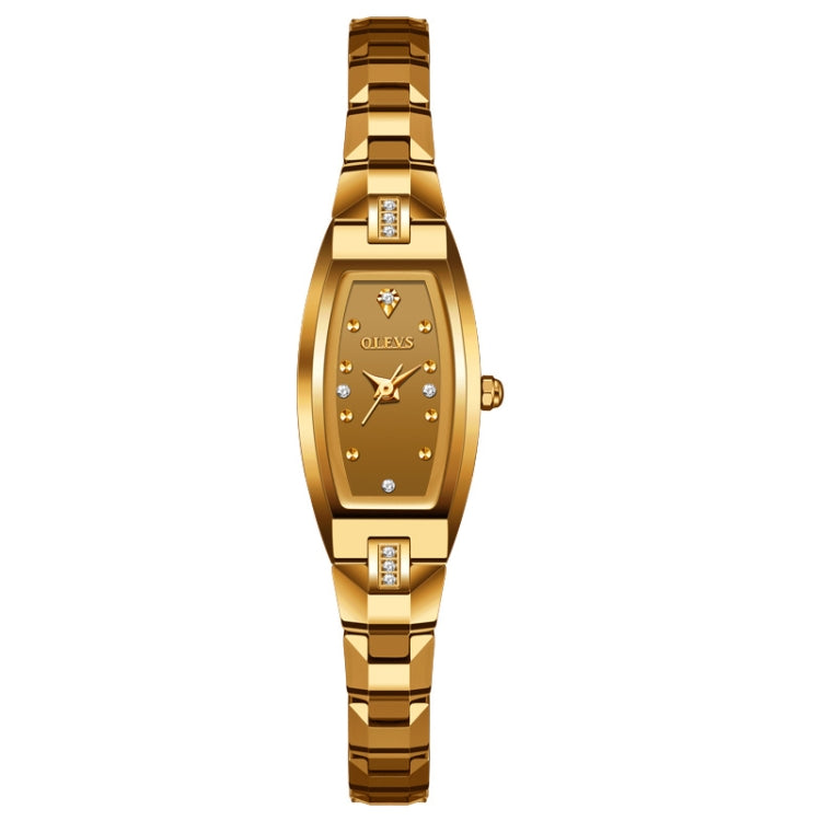 OLEVS 5501 Diamond Small Dial Tungsten Steel Bracelet Quartz Watch for Ladies Gold