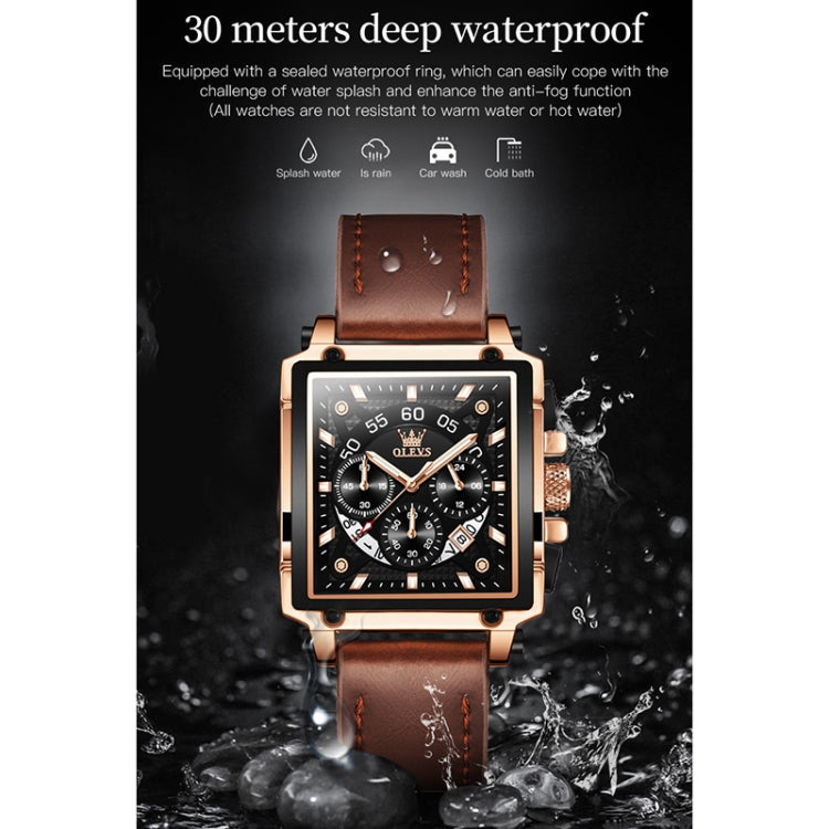 OLEVS 9919 Square Dial Chronograph Luminous Quartz Watch for Men