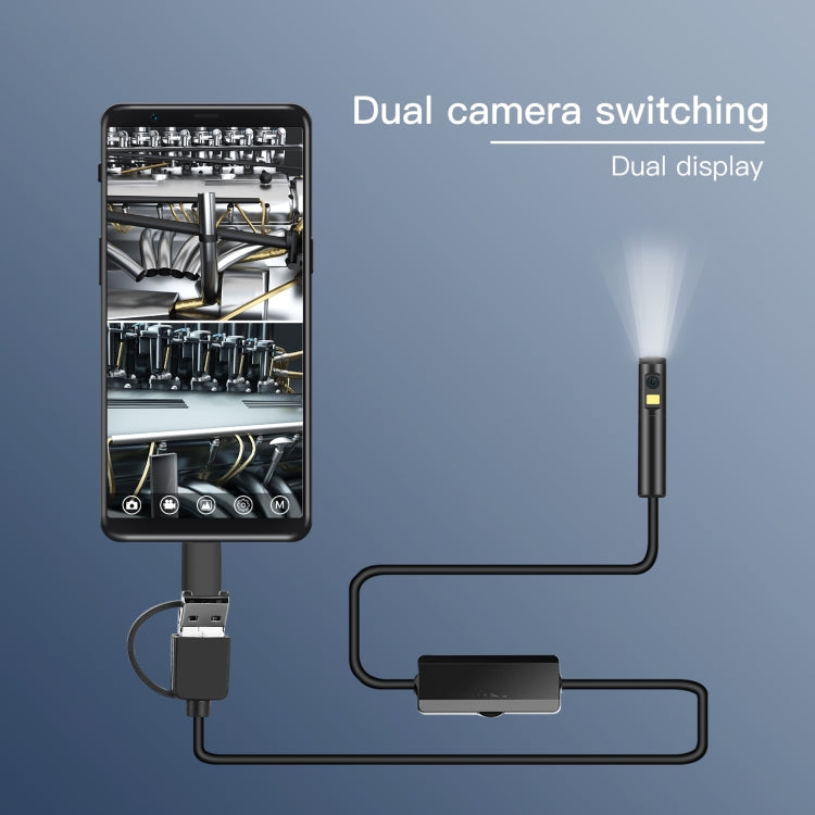AN100 3 in 1 IP68 Waterproof USB-C / Type-C + Micro USB + USB Dual Cameras Industrial Didital Endoscope with 9 LEDs, Support Android System, Lens Diameter: 8mm, 1m Soft Cable, 2m Soft Cable, 3.5m Soft Cable, 5m Soft Cable, 10m Soft Cable, 1m Hard...