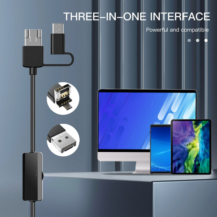 AN100 3 in 1 IP68 Waterproof USB-C / Type-C + Micro USB + USB Dual Cameras Industrial Didital Endoscope with 9 LEDs, Support Android System, Lens Diameter: 8mm, 1m Soft Cable, 2m Soft Cable, 3.5m Soft Cable, 5m Soft Cable, 10m Soft Cable, 1m Hard...