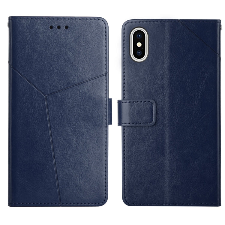 Y Stitching Horizontal Flip Leather Phone Case with Holder & Card Slots & Wallet & Photo Frame – Card Slot, Flip, Leather, For iPhone XS / X, For iPhone XR, For iPhone XS Max For iPhone XS Max Blue