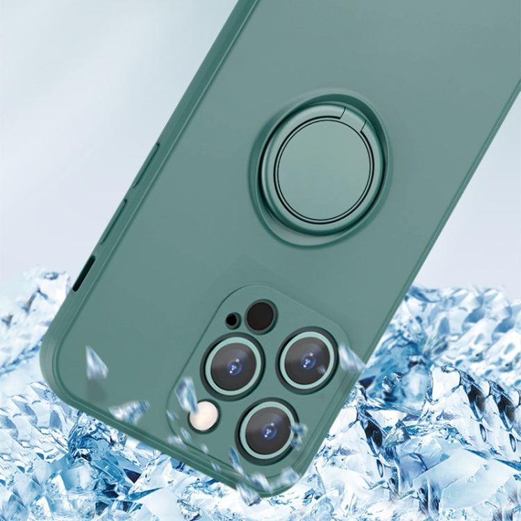 All-inclusive Liquid Silicone Phone Protective Case with Ring Holder & Lanyard, For iPhone 13 Pro