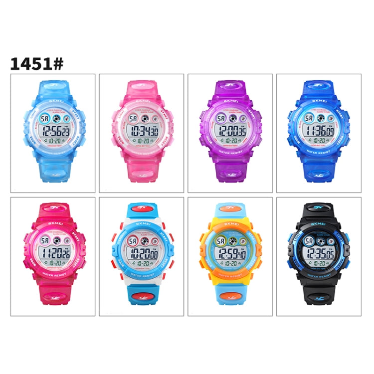SKMEI 1451 LED Digital Stopwatch Chronograph Luminous Children Sports Electronic Watch, 1451(Transparent Pink Blue), 1451(Transparent Purple), 1451(Transparent Sky Blue), 1451(Transparent Rose Red), 1451(White Shell Blue Circle)...