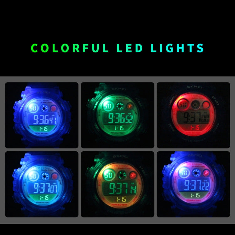 SKMEI 1451 LED Digital Stopwatch Chronograph Luminous Children Sports Electronic Watch, 1451(Transparent Pink Blue), 1451(Transparent Purple), 1451(Transparent Sky Blue), 1451(Transparent Rose Red), 1451(White Shell Blue Circle)...