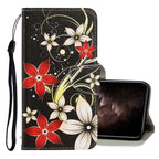 3D Colored Drawing Horizontal Flip PU Leather Case with Holder & Card Slots & Wallet, For iPhone 11 Pro Max For iPhone 11 Pro Max Red Flower