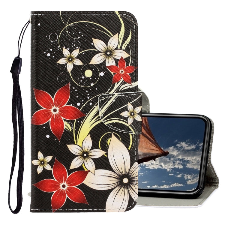 3D Colored Drawing Horizontal Flip PU Leather Case with Holder & Card Slots & Wallet – Card Slot, Flip, Leather, For iPhone XR For iPhone XR Red Flower