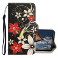 3D Colored Drawing Horizontal Flip PU Leather Case with Holder & Card Slots & Wallet – Card Slot, Flip, Leather, For iPhone XR For iPhone XR Red Flower