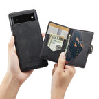 JEEHOOD Retro Magnetic Detachable Phone Protective Case – Magnetic, Card Slot, Flip, For Google Pixel 6, For Google Pixel 6 Pro