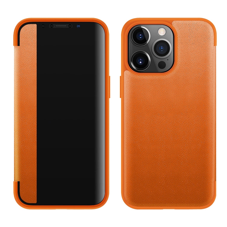 Case – Shockproof, Leather, Magnetic For iPhone 13 Pro Max Orange