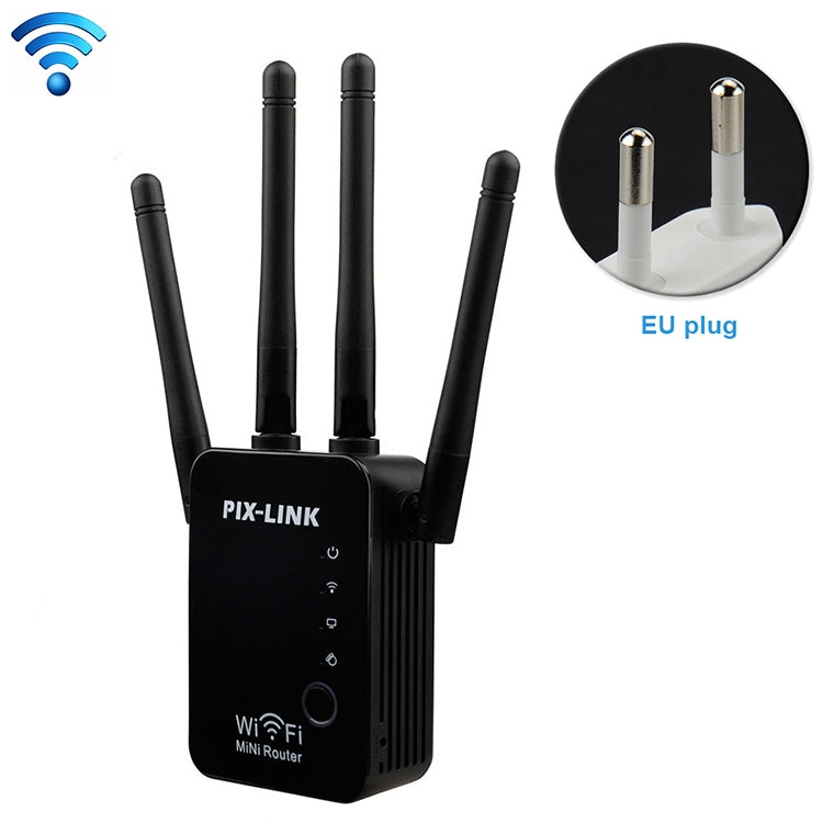 Wireless Smart WiFi Router Repeater with 4 WiFi Antennas, EU Plug Black, EU Plug White, UK Plug Black, UK Plug White, US Plug Black, US Plug White – Durable Build, Easy to Use EU Plug Black Black