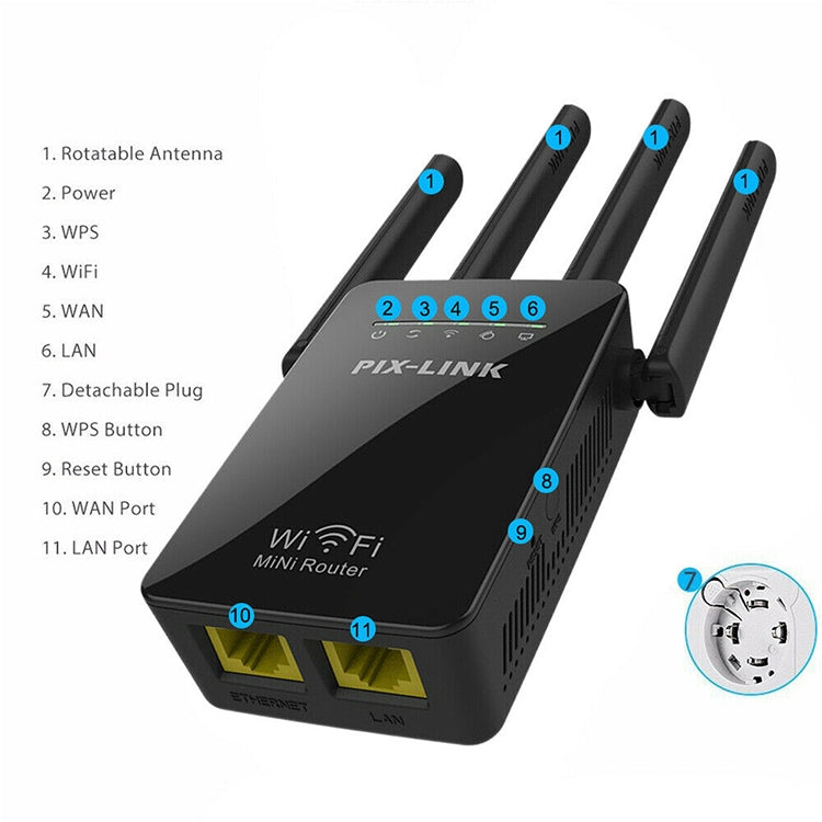 Wireless Smart WiFi Router Repeater with 4 WiFi Antennas, EU Plug Black, EU Plug White, UK Plug Black, UK Plug White, US Plug Black, US Plug White – Durable Build, Easy to Use