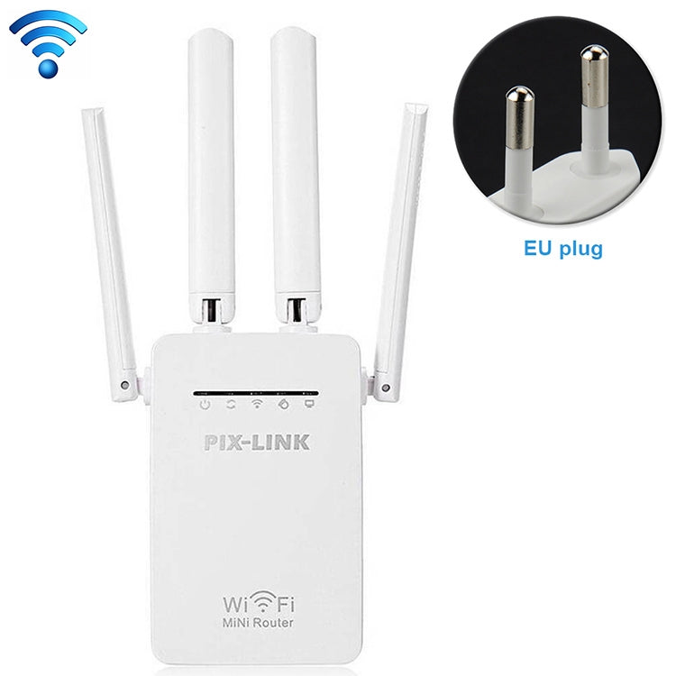 Wireless Smart WiFi Router Repeater with 4 WiFi Antennas, EU Plug Black, EU Plug White, UK Plug Black, UK Plug White, US Plug Black, US Plug White – Durable Build, Easy to Use EU Plug White White