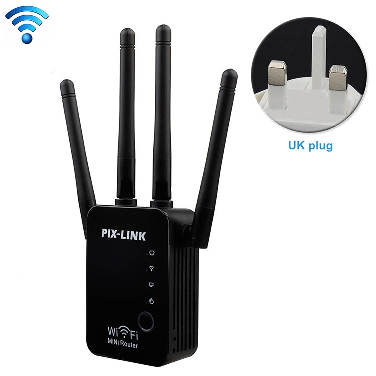 Wireless Smart WiFi Router Repeater with 4 WiFi Antennas, EU Plug Black, EU Plug White, UK Plug Black, UK Plug White, US Plug Black, US Plug White – Durable Build, Easy to Use UK Plug Black Black