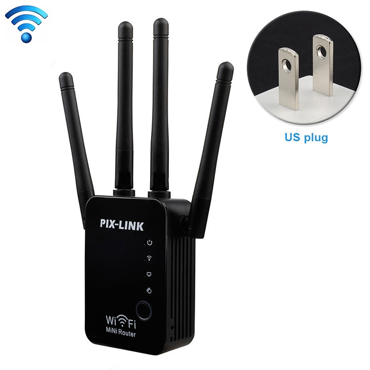 Wireless Smart WiFi Router Repeater with 4 WiFi Antennas, EU Plug Black, EU Plug White, UK Plug Black, UK Plug White, US Plug Black, US Plug White – Durable Build, Easy to Use US Plug Black Black