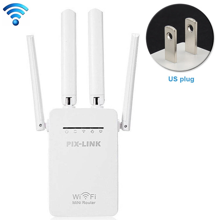 Wireless Smart WiFi Router Repeater with 4 WiFi Antennas, EU Plug Black, EU Plug White, UK Plug Black, UK Plug White, US Plug Black, US Plug White – Durable Build, Easy to Use US Plug White White