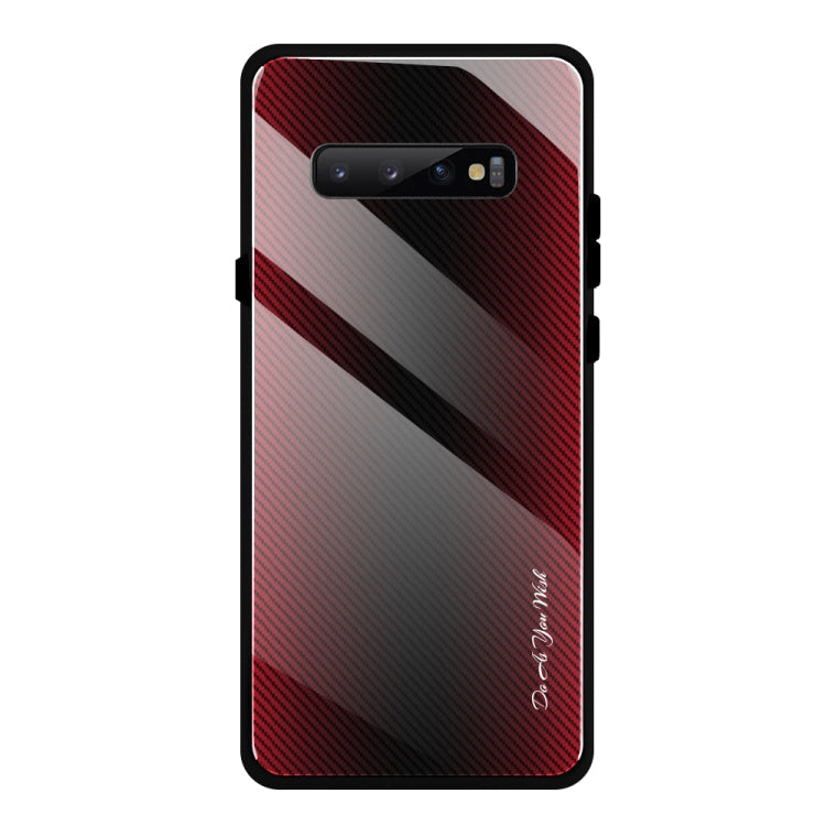 Texture Gradient Glass Protective Case, For Galaxy Note 10 Pro, For... For Galaxy S10 Red