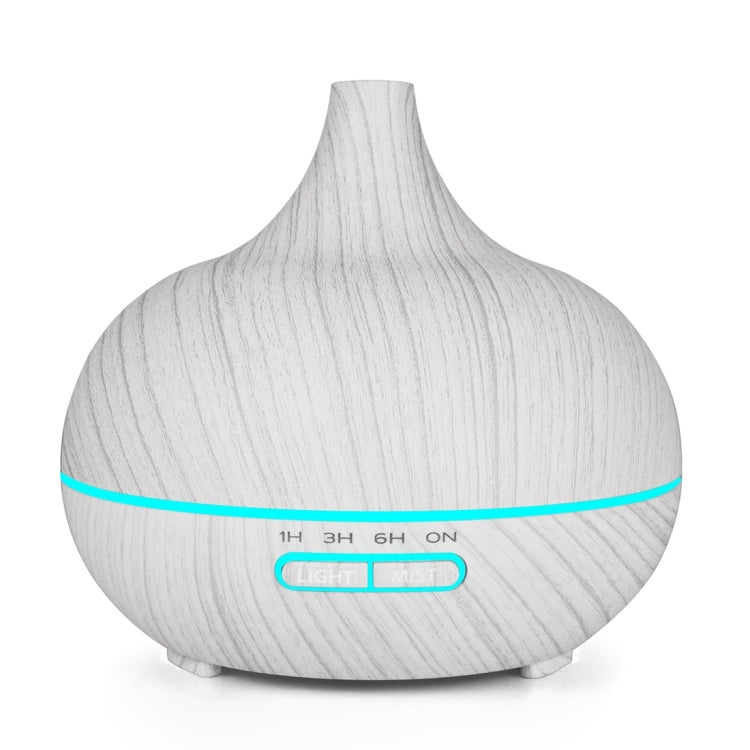 400ml Wood Texture Fragrance Machine Pointed Mouth Humidifier with Colorful LED Light, without Remote Control, with Remote Control without Remote Control White