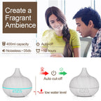 400ml Wood Texture Fragrance Machine Pointed Mouth Humidifier with Colorful LED Light, without Remote Control, with Remote Control