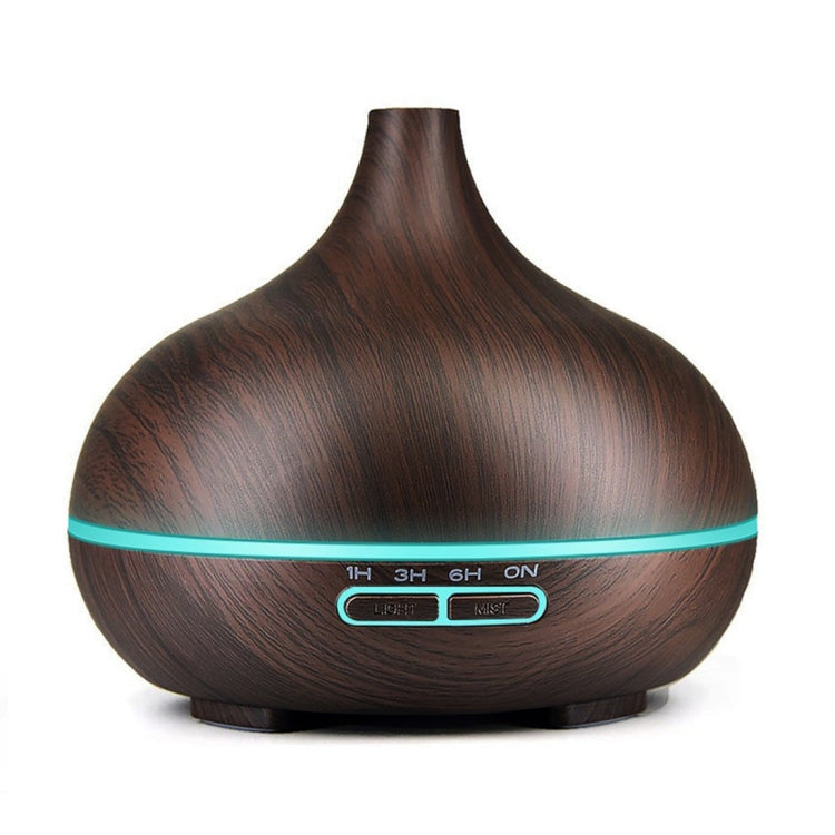 400ml Wood Texture Fragrance Machine Pointed Mouth Humidifier with Colorful LED Light, without Remote Control, with Remote Control – TPU with Remote Control Coffee