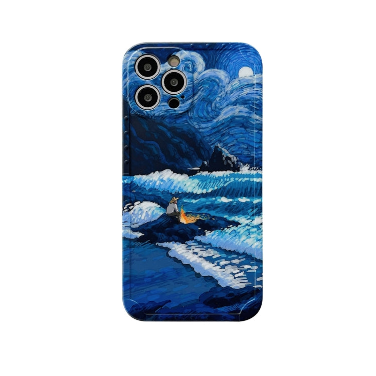Oil Painting IMD Straight TPU Protective Phone Case, For iPhone 13 Pro... For iPhone 13 Pro Max Waves