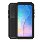 LOVE MEI Metal Shockproof Waterproof Dustproof Protective Phone Case with Glass, For Huawei P50, For Samsung Galaxy S21 FE For Huawei P50 Black