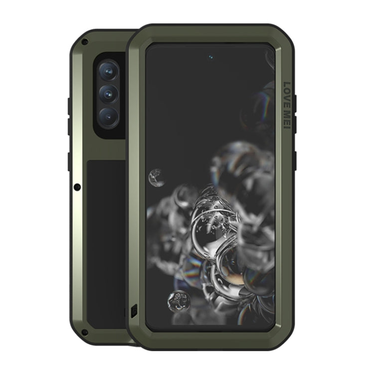 LOVE MEI Metal Shockproof Waterproof Dustproof Protective Phone Case with Glass – Shockproof, Waterproof, For Huawei P50, For Samsung Galaxy S21 FE For Samsung Galaxy S21 FE Green