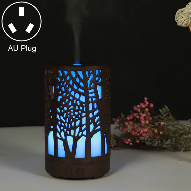 200ml Hollow-out Forest Pattern Wooden Essential Oil Aromatherapy Machine Ultrasonic Humidifier, USB, AU Plug, UK Plug, US Plug – Durable Build, Easy to Use AU Plug Dark Brown-3
