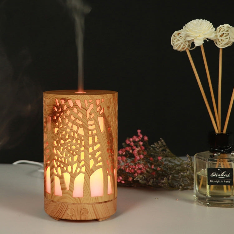 200ml Hollow-out Forest Pattern Wooden Essential Oil Aromatherapy Machine Ultrasonic Humidifier, USB, AU Plug, UK Plug, US Plug – Durable Build, Easy to Use USB Light Brown-3