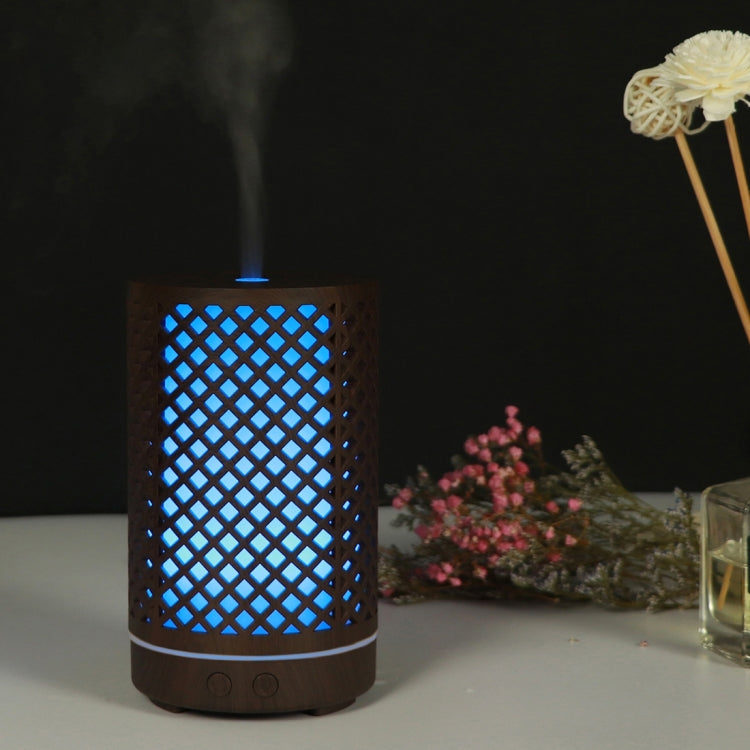 200ml Hollow-out Forest Pattern Wooden Essential Oil Aromatherapy Machine Ultrasonic Humidifier, USB, AU Plug, UK Plug, US Plug – Durable Build, Easy to Use USB Dark Brown-1