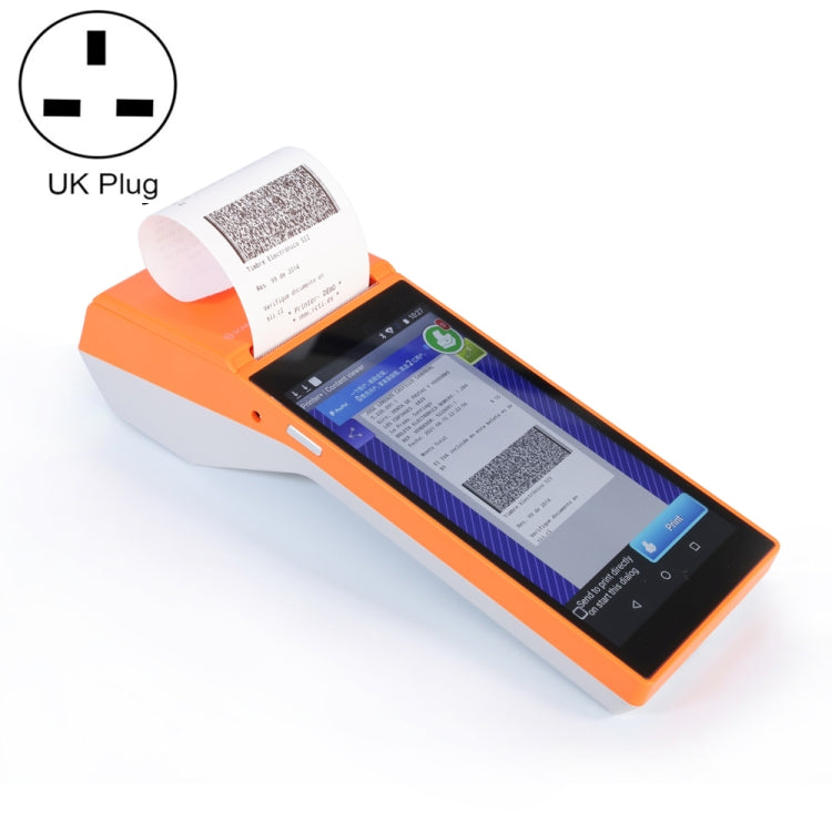 SGT-SP01 5.5 inch HD Screen Handheld POS Receipt Printer, Basic Version,, EU Plug, US Plug, UK Plug, AU Plug – Bluetooth, TPU UK Plug Orange