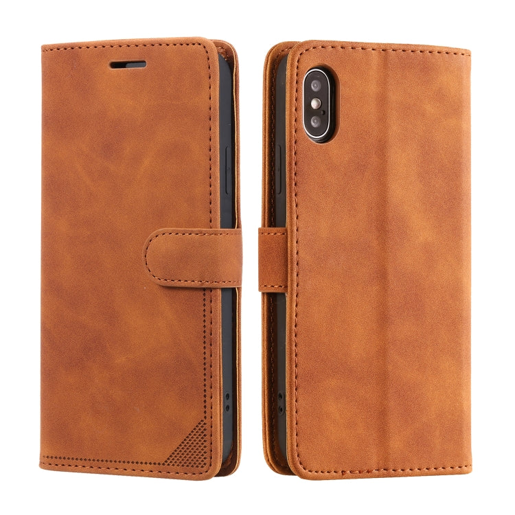 Skin Feel Anti-theft Brush Horizontal Flip Leather Phone Case – Card Slot, Flip, Leather, For iPhone X / XS, For iPhone SE 2022 / SE 2020 / 8 / 7, For iPhone 8 Plus & 7 Plus