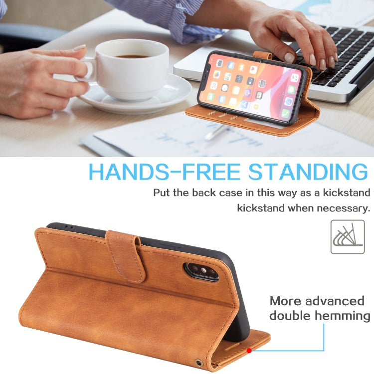 Skin Feel Anti-theft Brush Horizontal Flip Leather Phone Case – Card Slot, Flip, Leather, For iPhone X / XS, For iPhone SE 2022 / SE 2020 / 8 / 7, For iPhone 8 Plus & 7 Plus
