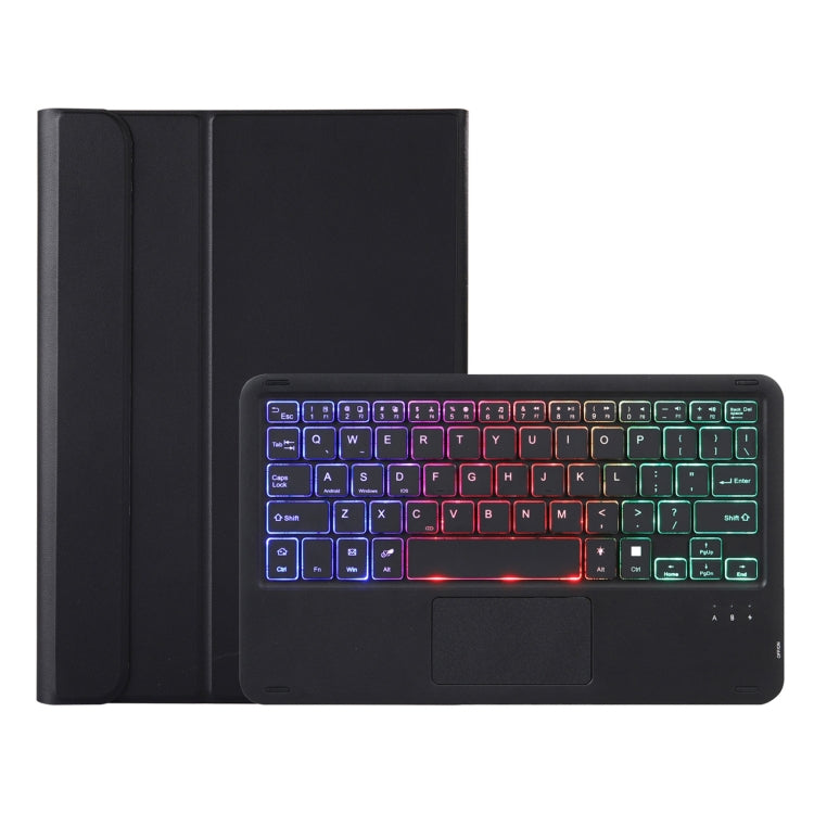 AHV7-AS Lambskin Texture Tri-color Backlight Bluetooth Keyboard Leather Tablet Case with Touchpad For Honor Pad V8 / Tablet V7 Pro, AHV7-AS – Leather, Bluetooth AHV7-AS Black