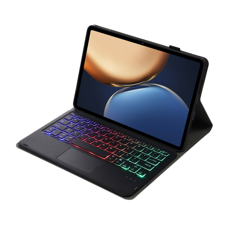 AHV7-AS Lambskin Texture Tri-color Backlight Bluetooth Keyboard Leather Tablet Case with Touchpad For Honor Pad V8 / Tablet V7 Pro, AHV7-AS – Leather, Bluetooth
