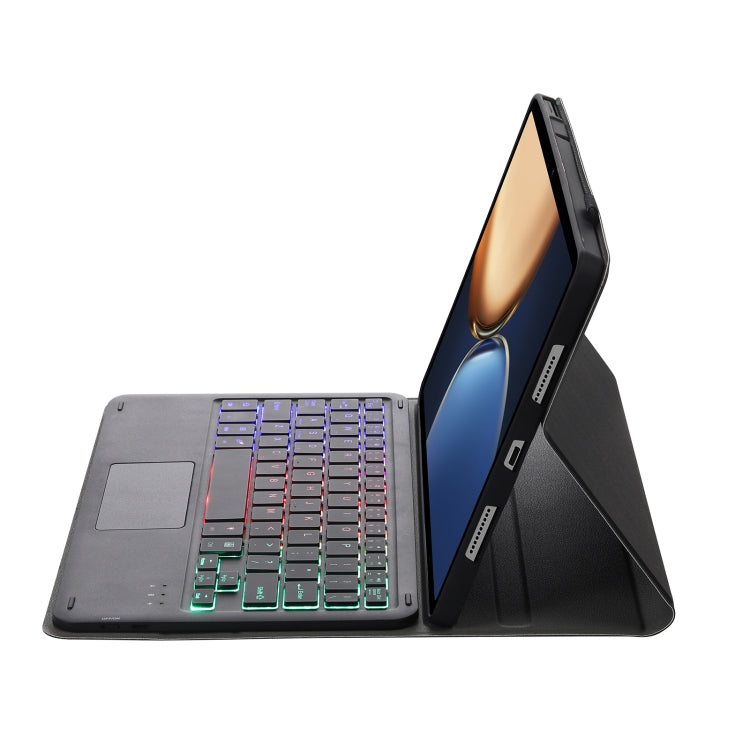 AHV7-AS Lambskin Texture Tri-color Backlight Bluetooth Keyboard Leather Tablet Case with Touchpad For Honor Pad V8 / Tablet V7 Pro, AHV7-AS – Leather, Bluetooth