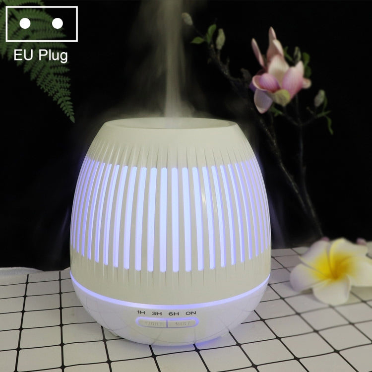 400ml Hollow-out LED Humidifier Wood Grain Air Purifier Aromatherapy Machine with Colorful LED Light, EU Plug, UK Plug, US Plug EU Plug White