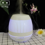 400ml Hollow-out LED Humidifier Wood Grain Air Purifier Aromatherapy Machine with Colorful LED Light, EU Plug, UK Plug, US Plug EU Plug White
