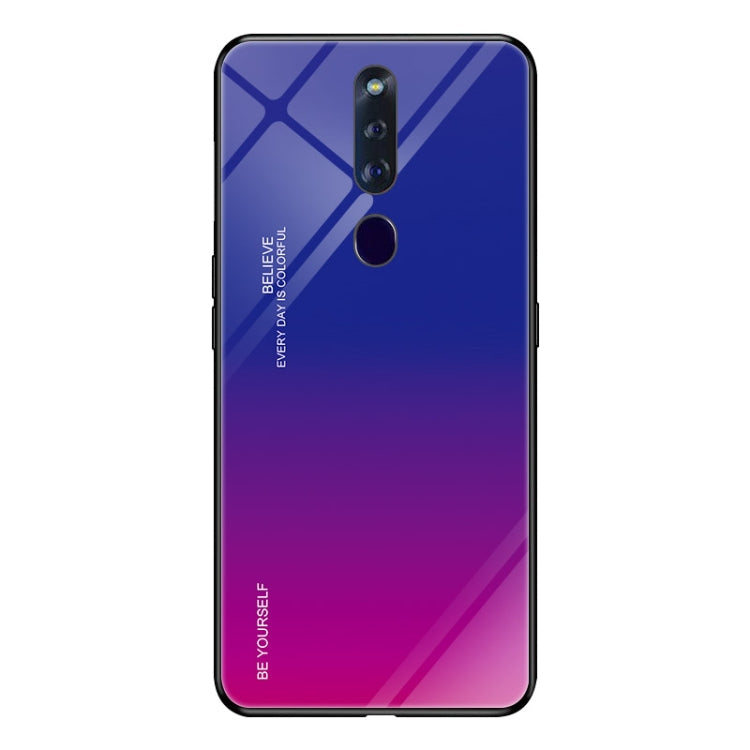 Gradient Color Glass Case – Durable Build, Easy to Use, For Huawei P20, For OPPO F11 Pro, For OPPO Find X For OPPO F11 Pro Red Blue