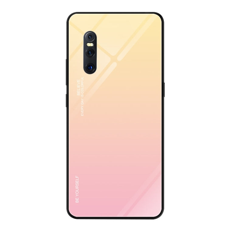 Gradient Color Glass Case – Durable Build, Easy to Use, For VIVO V15 Pro, For VIVO X27, For Xiaomi Mi CC9 For VIVO X27 Yellow