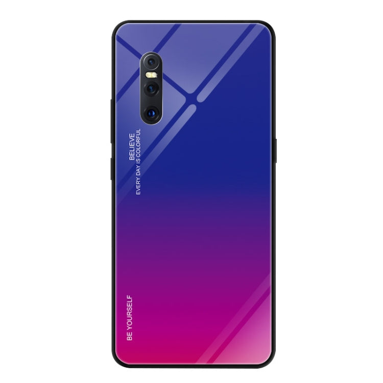 Gradient Color Glass Case – Durable Build, Easy to Use, For VIVO V15 Pro, For VIVO X27, For Xiaomi Mi CC9 For VIVO X27 Red Blue