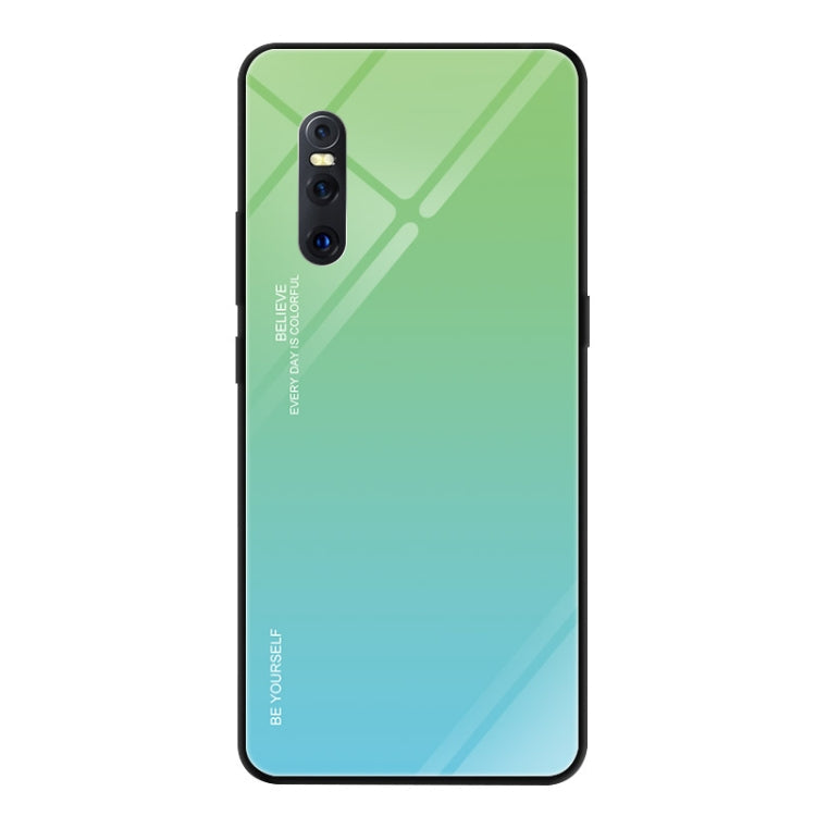 Gradient Color Glass Case – Durable Build, Easy to Use, For VIVO V15 Pro, For VIVO X27, For Xiaomi Mi CC9 For VIVO X27 Sky Blue