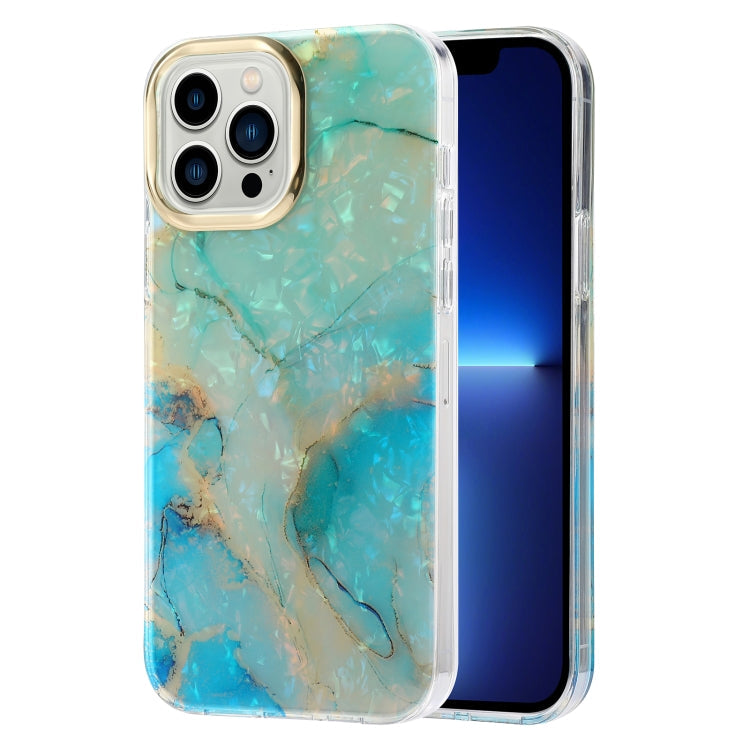 Electroplating Shell Texture Marble Phone Case, For iPhone 13, For... For iPhone 13 Green B1