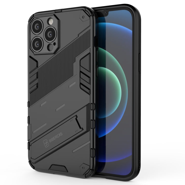 Punk Armor 2 in 1 PC + TPU Phone Case with Invisible Holder, For iPhone 13 Pro Max For iPhone 13 Pro Max Black
