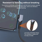 6A 66W USB to USB-C / Type-C Elbow Mobile Phone Game Fast Data Cable, 0.5m, 1m, 2m, 3m – Aluminum Alloy, TPU