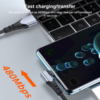 6A 66W USB to USB-C / Type-C Elbow Mobile Phone Game Fast Data Cable, 0.5m, 1m, 2m, 3m – Aluminum Alloy, TPU