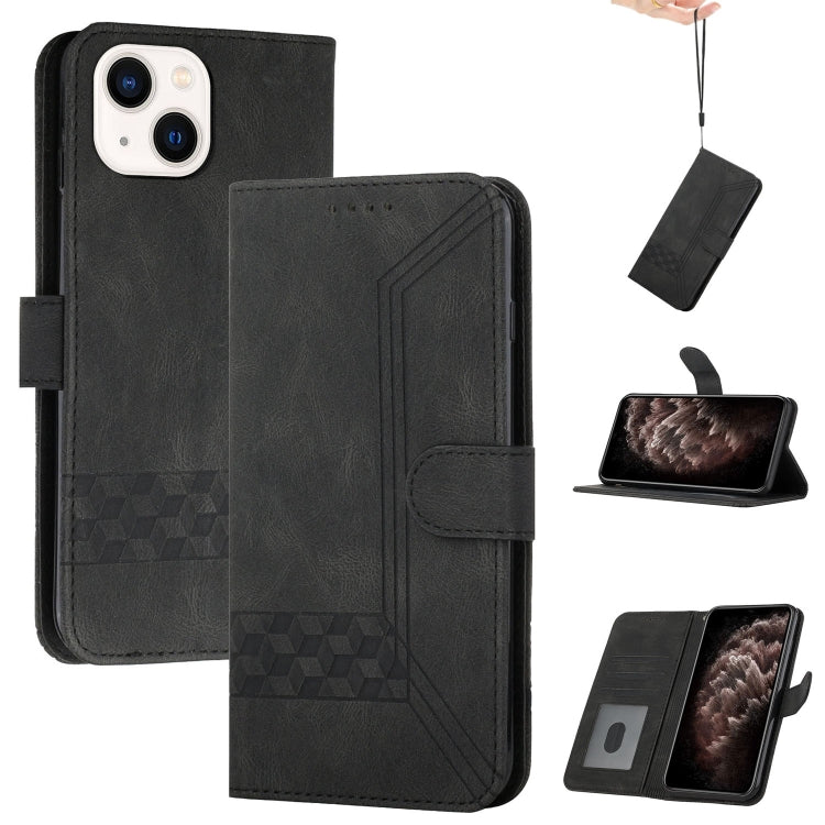 Cubic Skin Feel Flip Leather Phone Case, For iPhone 13 mini, For iPhone 13, For iPhone 13 Pro, For iPhone 13 Pro Max For iPhone 13 mini Black
